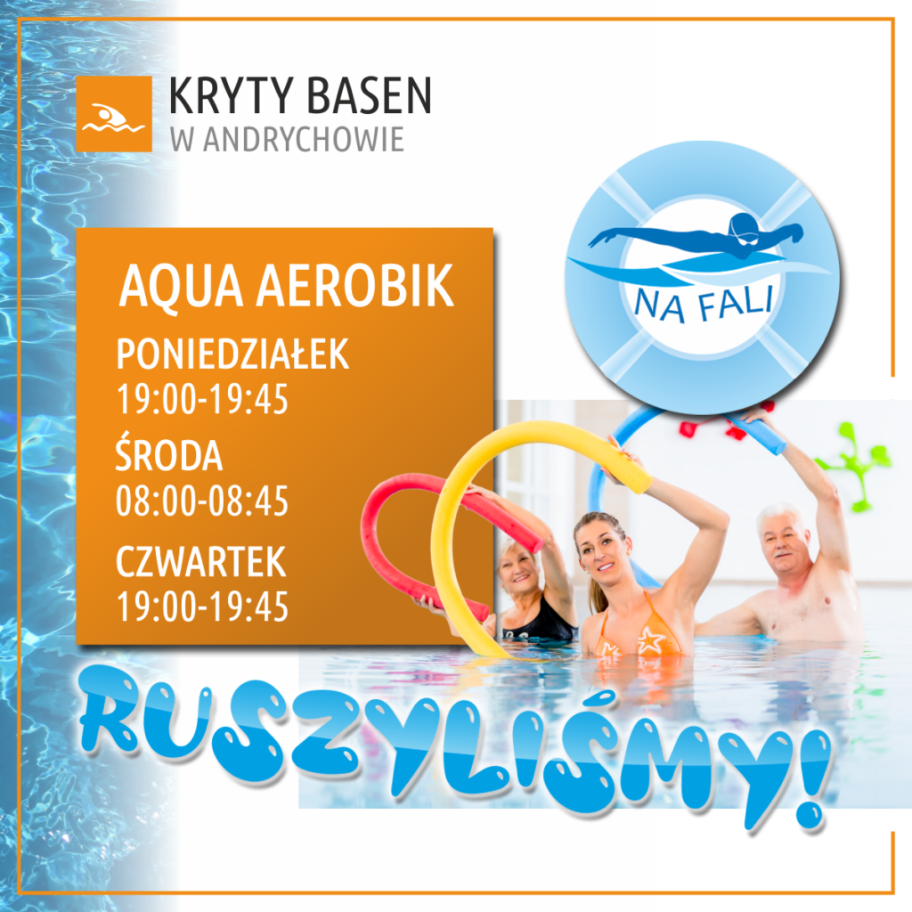 Plakat z informacją o zajęciach aqua aerobik