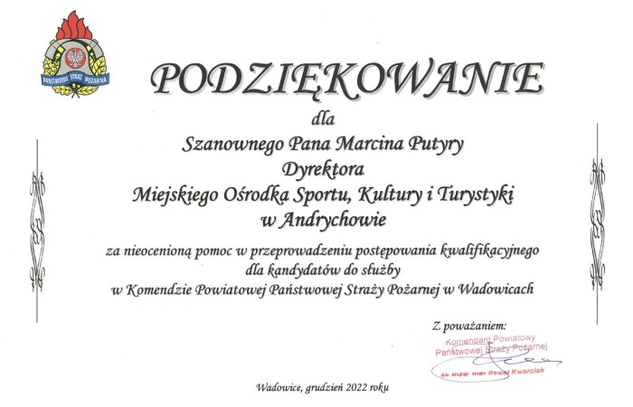 Podziękowania dla MOSKIT