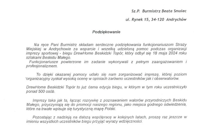 Podziękowanie dla MOSKiT 2024