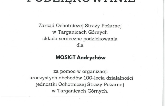 Podziękowanie dla MOSKiT 2024